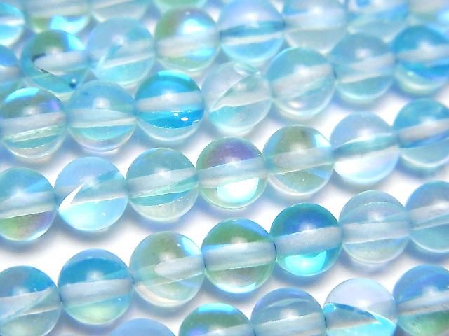 【動画】アクアブルー ルナフラッシュ ラウンド6mm 1連(約36cm)の画像