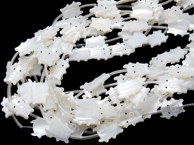 【動画】高品質マザーオブパールAAA ホワイト 牛シェイプ NO.2 1連(14粒) サムネイル4