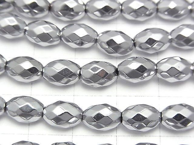 【動画】ヘマタイト ライスカット9×6×6mm シルバーコーティング 1連(約38cm) サムネイル2