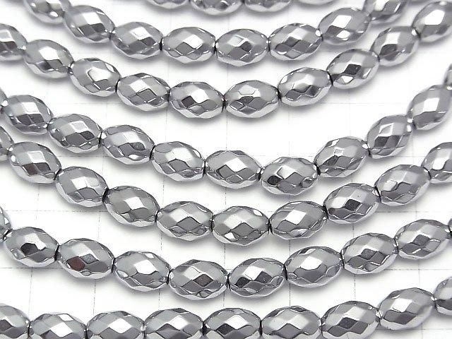 【動画】ヘマタイト ライスカット9×6×6mm シルバーコーティング 1連(約38cm) サムネイル3
