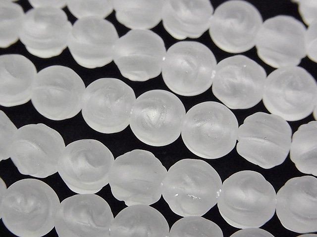 【動画】フロストクォーツAAA ラウンドローズ(薔薇)カット8mm 半連/1連(約36cm)の画像