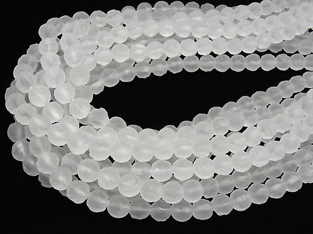 【動画】フロストクォーツAAA ラウンドローズ(薔薇)カット8mm 半連/1連(約36cm) サムネイル4