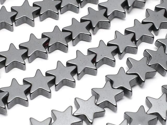 【動画】ヘマタイト ★スター(星)6×6×2mm 1連(約36cm)の画像