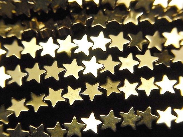 【動画】ヘマタイト ★スター(星)4×4mm ゴールドコーティング 1連(約37cm)の画像