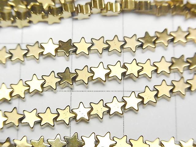 【動画】ヘマタイト ★スター(星)4×4mm ゴールドコーティング 1連(約37cm) サムネイル2