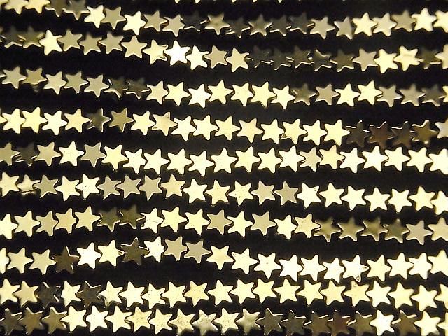 【動画】ヘマタイト ★スター(星)4×4mm ゴールドコーティング 1連(約37cm) サムネイル3