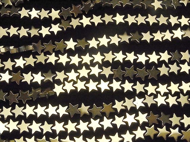 【動画】ヘマタイト ★スター(星)6×6mm ゴールドコーティング 1連(約37cm) サムネイル3