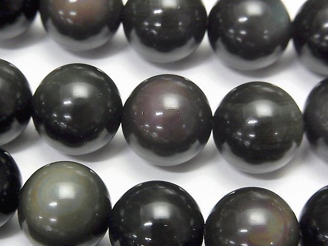 レインボーオブシディアンAAA 大粒ラウンド14mm 1連(約36cm)の画像