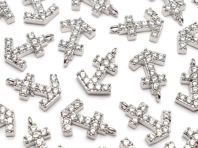 メタルパーツ チャーム10.5×7mm イカリ シルバーカラー(CZ付) 1個の画像