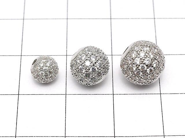 メタルパーツ ラウンド6mm・8mm・10mm シルバーカラー(CZ付) 1個 サムネイル2
