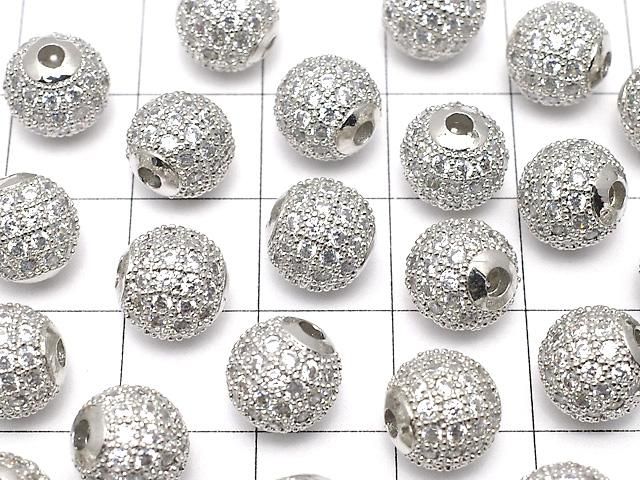 メタルパーツ ラウンド6mm・8mm・10mm シルバーカラー(CZ付) 1個 サムネイル3