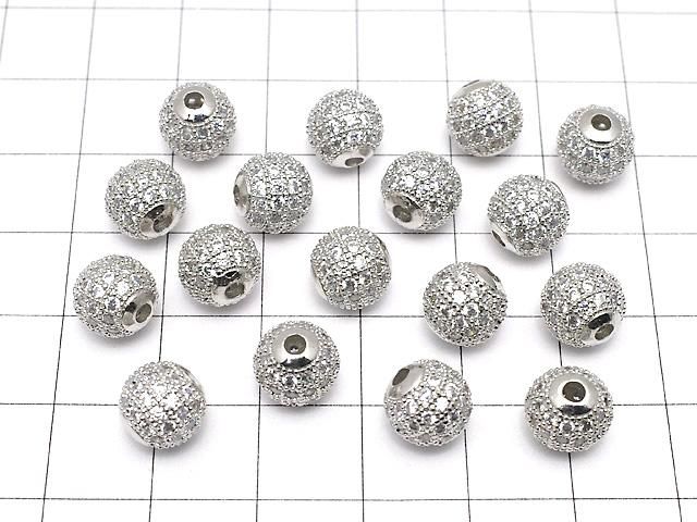 メタルパーツ ラウンド6mm・8mm・10mm シルバーカラー(CZ付) 1個 サムネイル4