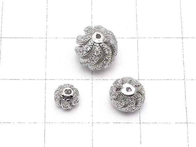 メタルパーツ ライン入りラウンド6mm・8mm・10mm シルバーカラー(CZ付) 1個 サムネイル2