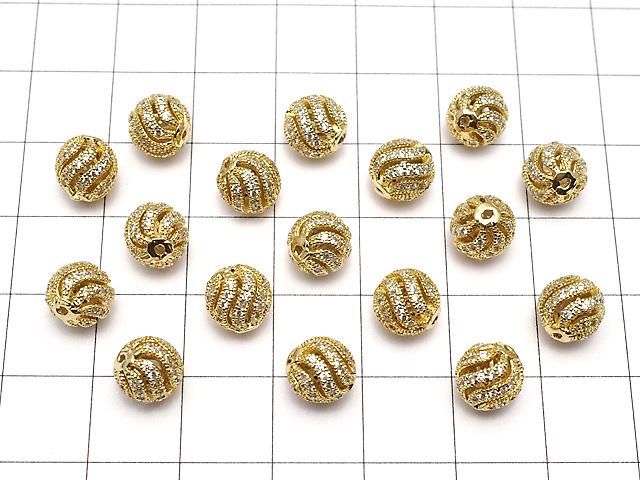 メタルパーツ ライン入りラウンド6mm・8mm・10mm ゴールドカラー(CZ付) 1個 サムネイル4