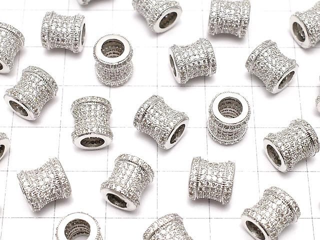 メタルパーツ チューブ9×8.5×8.5 シルバーカラー(CZ付) 1個 サムネイル3