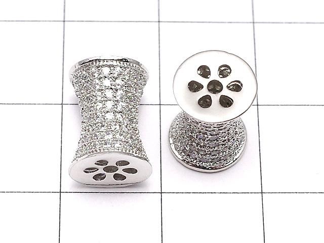 メタルパーツ チューブ11×8×8mm シルバーカラー(CZ付) 1個 サムネイル2