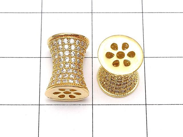 メタルパーツ チューブ11×8×8mm ゴールドカラー(CZ付) 1個 サムネイル2