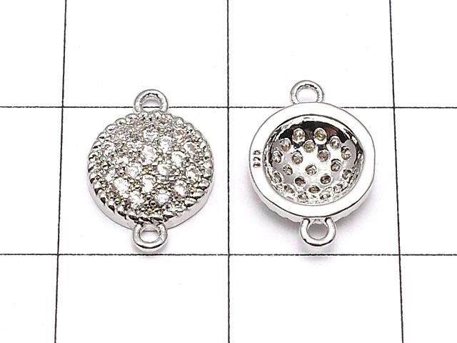 メタルパーツ ジョイントパーツ コイン11×8mm シルバーカラー(CZ付) 1個 サムネイル2