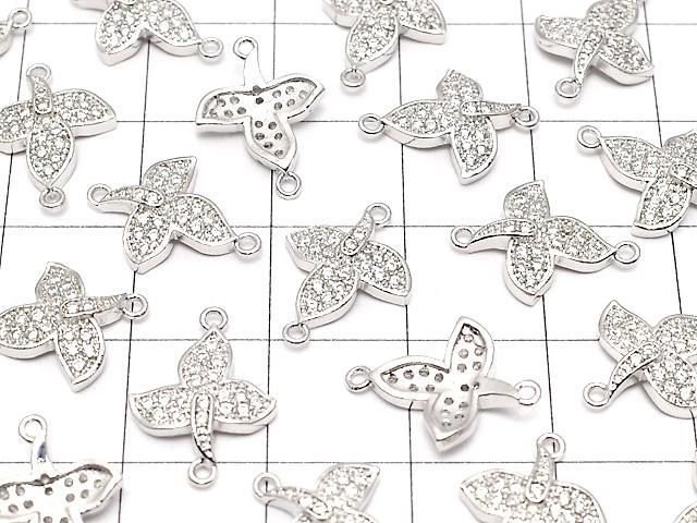 メタルパーツ ジョイントパーツ リーフ15×11mm シルバーカラー(CZ付) 1個 サムネイル3