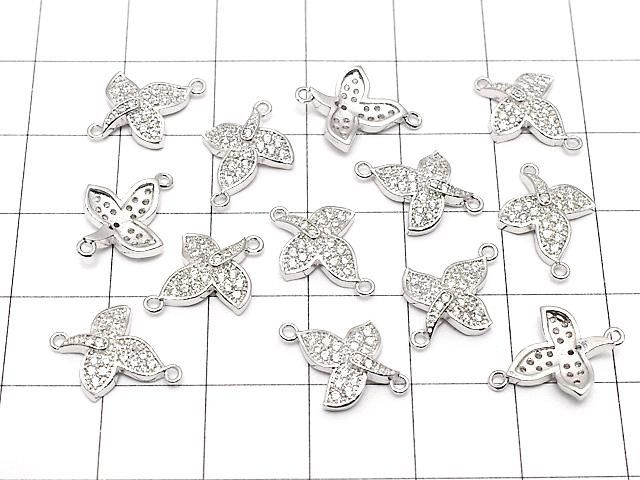メタルパーツ ジョイントパーツ リーフ15×11mm シルバーカラー(CZ付) 1個 サムネイル4