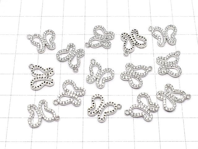 メタルパーツ チャーム バタフライ12×10mm シルバーカラー(CZ付) 1個 サムネイル4