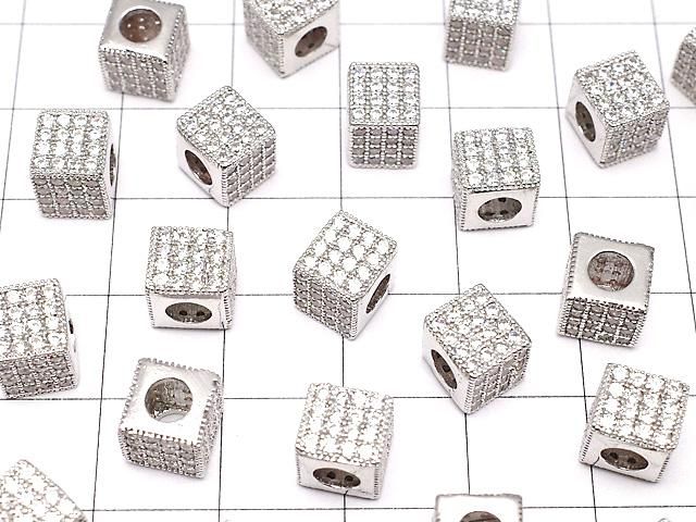 メタルパーツ キューブ7×7×7mm シルバーカラー(CZ付) 1個 サムネイル3