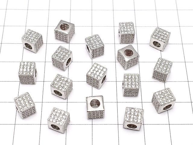 メタルパーツ キューブ7×7×7mm シルバーカラー(CZ付) 1個 サムネイル4