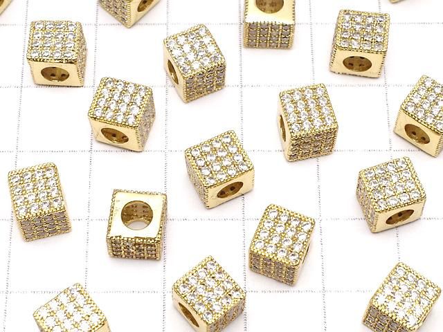 メタルパーツ キューブ7×7×7mm ゴールドカラー(CZ付) 1個 サムネイル3