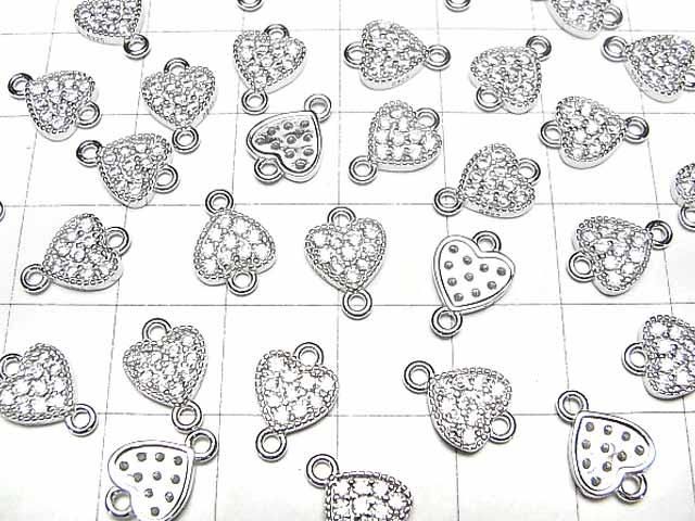 Silver925 ジョイントパーツ ハートモチーフ(CZ付)7×7.5×1.5mm ロジウム 1個 サムネイル3