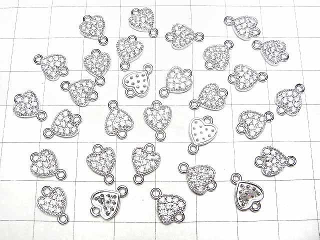 Silver925 ジョイントパーツ ハートモチーフ(CZ付)7×7.5×1.5mm ロジウム 1個 サムネイル4