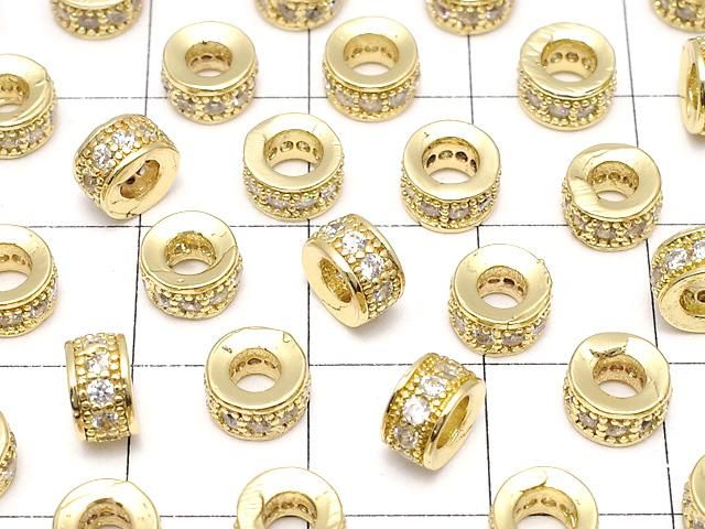 メタルパーツ ロンデル6×6×3mm ゴールドカラー(CZ付) 3個 サムネイル3