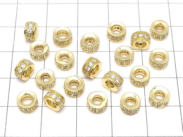 メタルパーツ ロンデル6×6×3mm ゴールドカラー(CZ付) 3個 サムネイル4