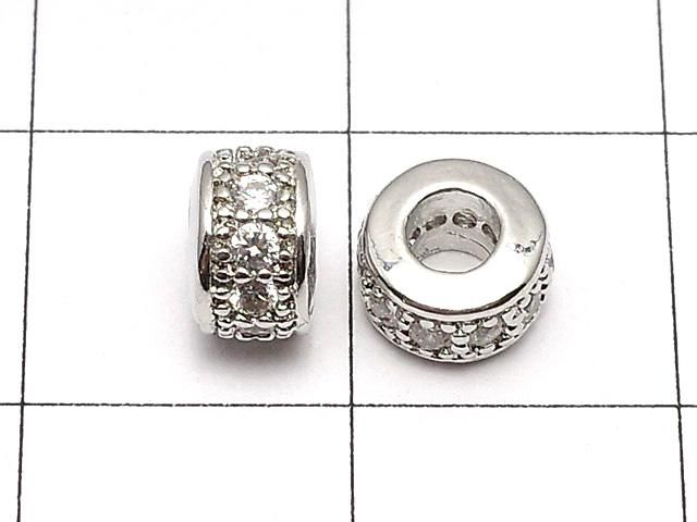 メタルパーツ ロンデル6×6×3.5mm シルバーカラー(CZ付) 3個 サムネイル2