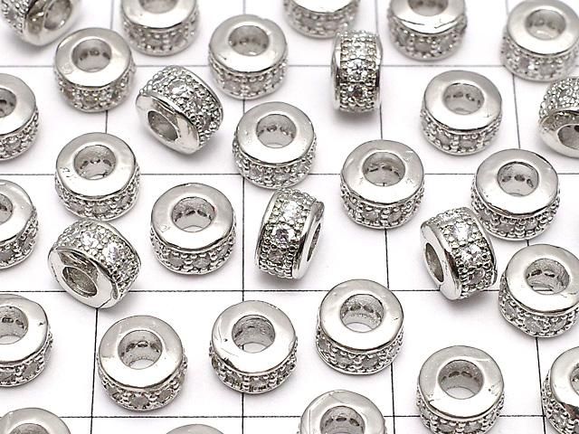 メタルパーツ ロンデル6×6×3.5mm シルバーカラー(CZ付) 3個 サムネイル3