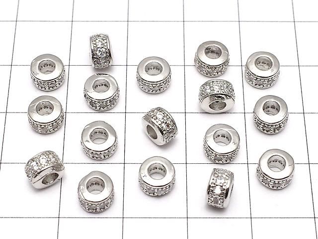 メタルパーツ ロンデル6×6×3.5mm シルバーカラー(CZ付) 3個 サムネイル4