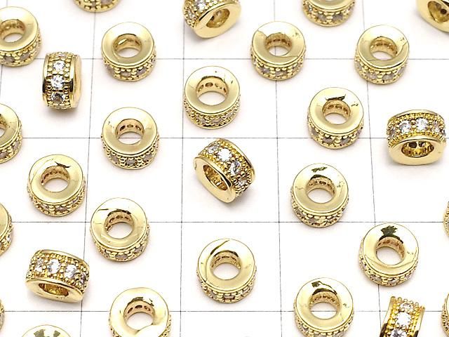 メタルパーツ ロンデル6×6×3.5mm ゴールドカラー(CZ付) 3個 サムネイル3
