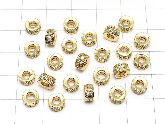 メタルパーツ ロンデル6×6×3.5mm ゴールドカラー(CZ付) 3個 サムネイル4