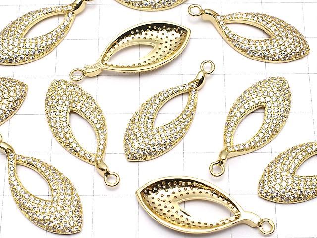 メタルパーツ CZ付きチャーム マーキス32×13mm ゴールドカラー 1個 サムネイル3