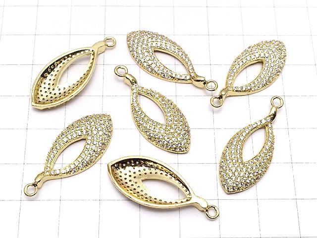 メタルパーツ CZ付きチャーム マーキス32×13mm ゴールドカラー 1個 サムネイル4