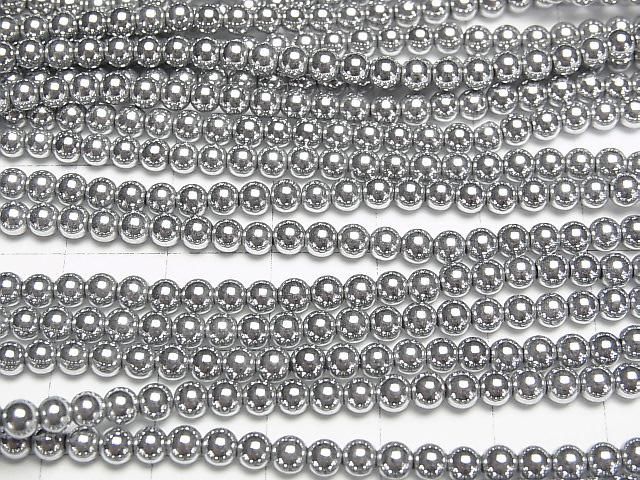ヘマタイト ラウンド3mm シルバーコーティング 1連(約38cm) サムネイル2