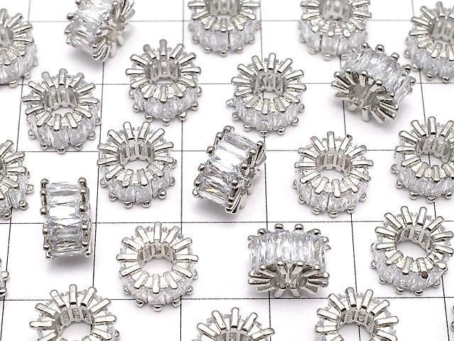 メタルパーツ ロンデル9×9×5mm シルバーカラー(CZ付) 2個 サムネイル3