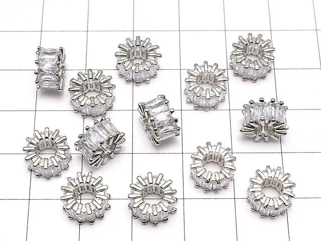 メタルパーツ ロンデル9×9×5mm シルバーカラー(CZ付) 2個 サムネイル4