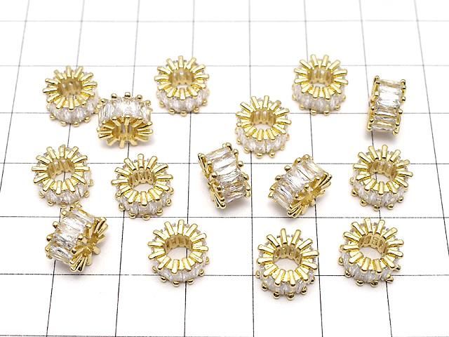 メタルパーツ ロンデル9×9×5mm ゴールドカラー(CZ付) 2個 サムネイル4