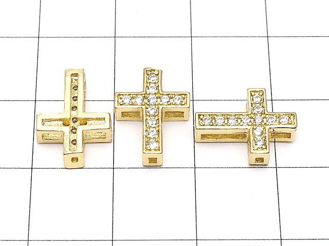 メタルパーツ 13×9.5mm クロス ゴールドカラー(CZ付) 1個 サムネイル2