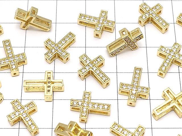 メタルパーツ 13×9.5mm クロス ゴールドカラー(CZ付) 1個 サムネイル3