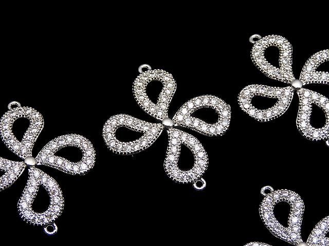 メタルパーツ ジョイントパーツ 19×22mm シルバーカラー(CZ付) 1個の画像