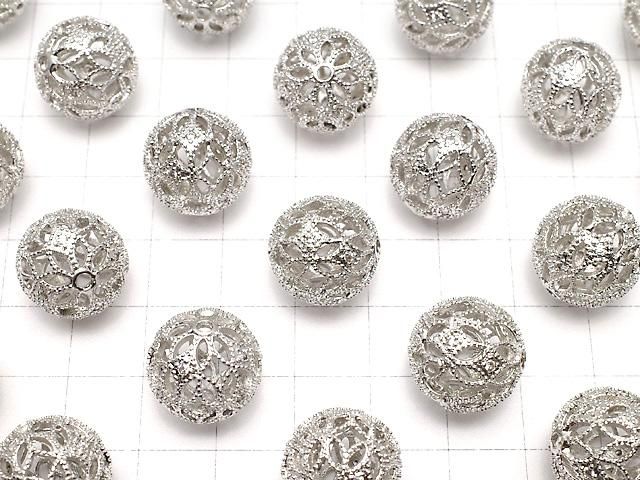 メタルパーツ 透かし模様入り ラウンド15mm シルバーカラー(CZ付き) 1個 サムネイル3
