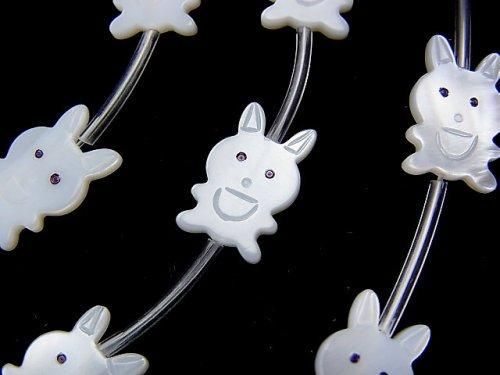 クリストフル　うさぎ　オブジェ マザーオブパール ホワイト うさぎシェイプ 1連（約12粒