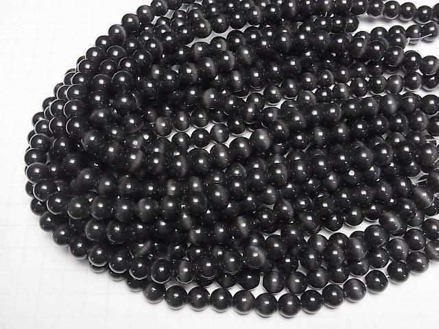 【動画】ブラックカラーキャッツアイ ラウンド10mm 1連(約33cm) サムネイル4