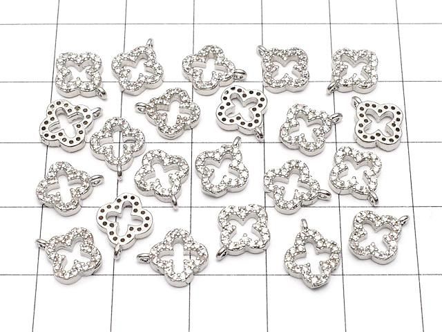 メタルパーツ チャーム10×8mm フラワー(お花) シルバーカラー(CZ付) 1個 サムネイル4
